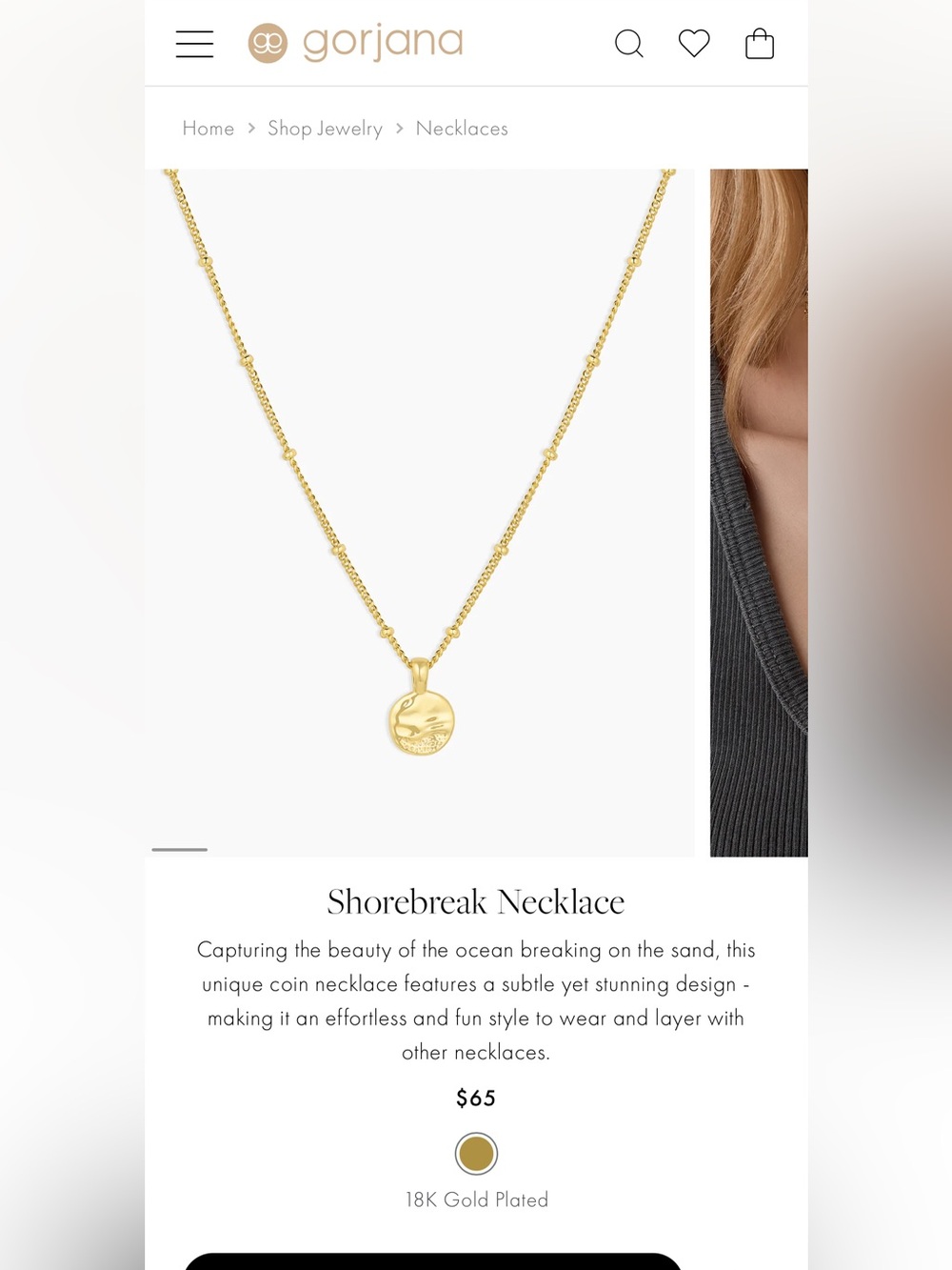 Gorjana Shorebreak Necklace - Gold Coin Pendant